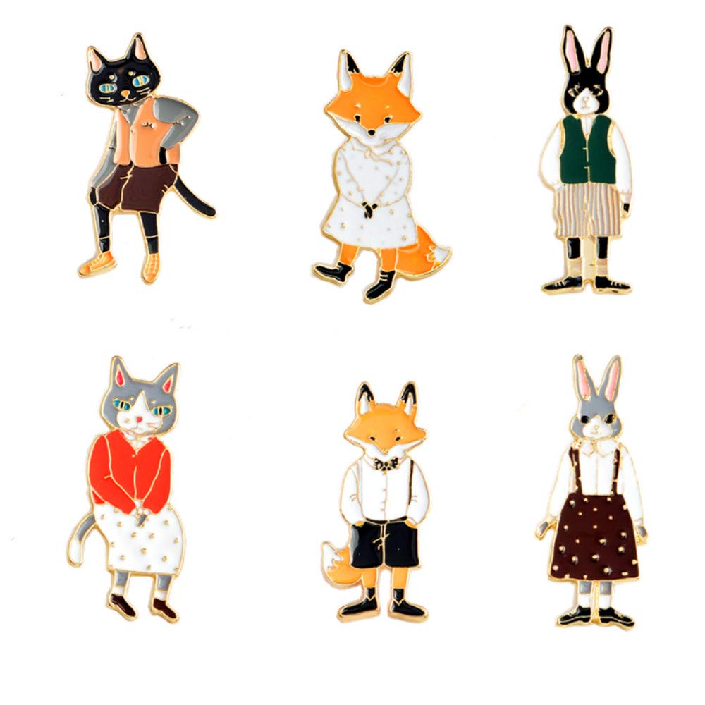 Animal Jewelry Pins Brooches Rabbit Fox Cat enamel pin Badges Hat Backpack Pin